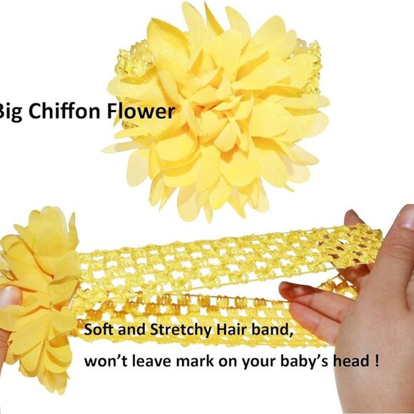 Yellow Flower Headband Baby Girl Stretchy Elastic Hairpiece Toddler Daisy Photos - Picture 4 of 9